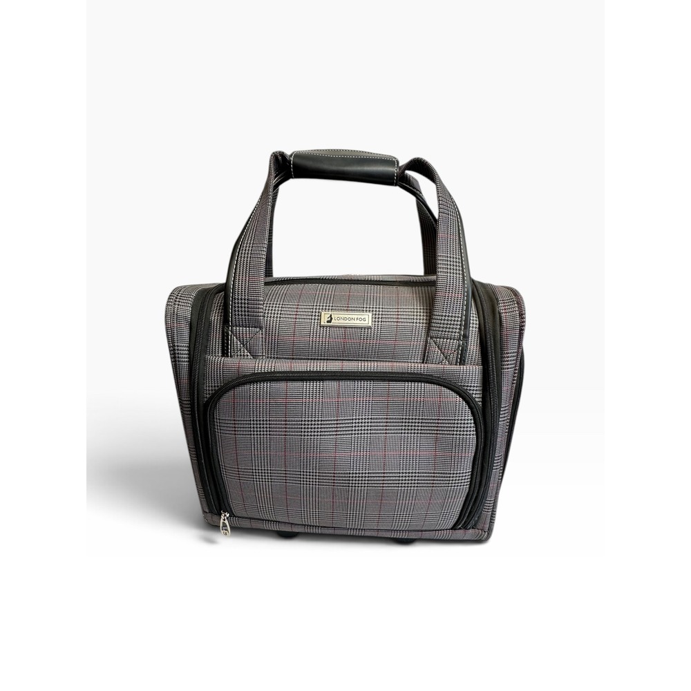 London Fog Devonshire 360UL Rolling Club Bag Unisex Carry On Grey Plaid CLEAN!
